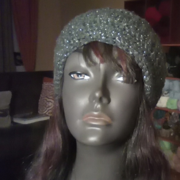 Gray Sparkle Acrylic Slouchy Beanie - Picture 2 of 5